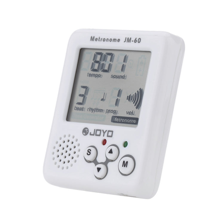 JOYO JM-60 Mini Portable Rechargeable Clip-on Electronic Digital Metronome Tone Generator Tuner for Guitar Violin Ukulele, JM-60 (White)