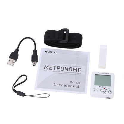JOYO JM-60 Mini Portable Rechargeable Clip-on Electronic Digital Metronome Tone Generator Tuner for Guitar Violin Ukulele, JM-60 (White)