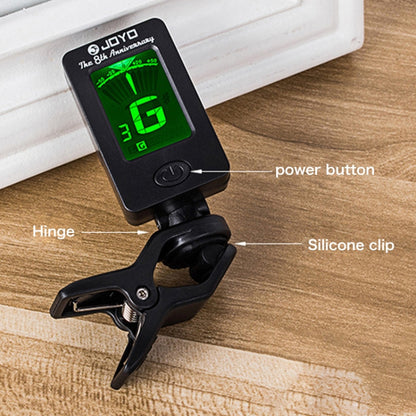 JOYO JT-01 Clip Type Universal String Instrument Tuner Multi-Function Guitar Electronic Tuner with Digital Display, Size: 4.5 x 4 x 2.4cm, JT-01