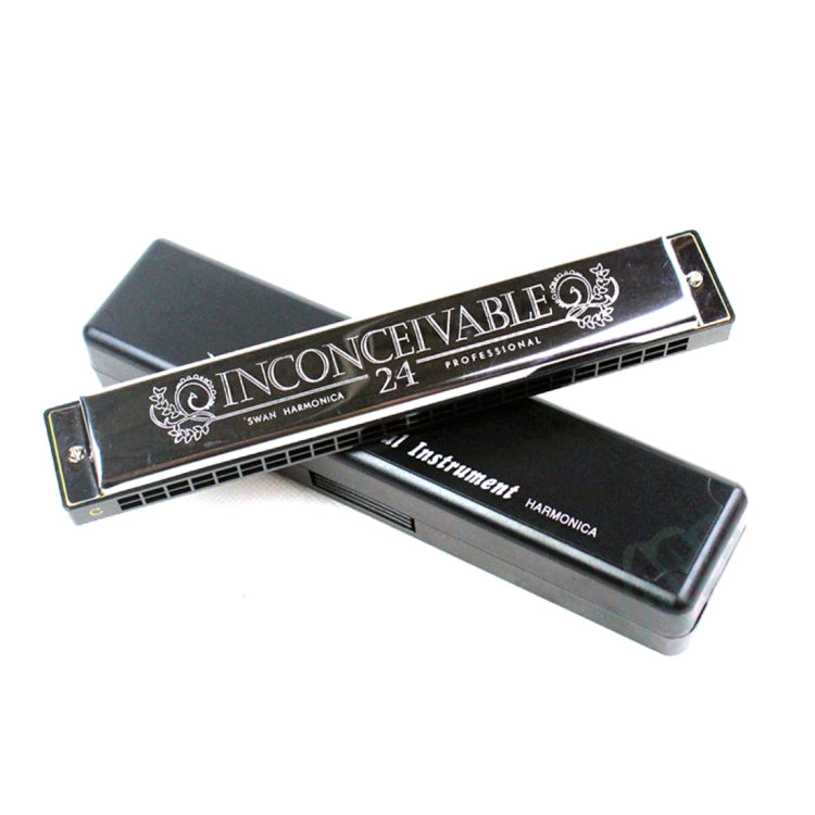 Swan 24-holes Polyphonic Harmonica Beginner Children Adult Students Playing Musical Instruments, 24-holes Polyphonic Harmonica