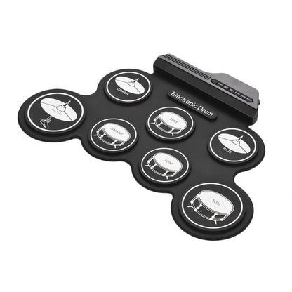 Portable Silicone Hand Roll USB Electronic Drum, Black Icon Version, Electronic Drum Black Icon Version