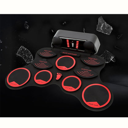 Portable Adult Beginner Children Hand Roll Electronic Drum, Electronic Drum(Black)