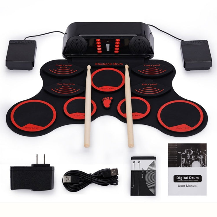 Portable Adult Beginner Children Hand Roll Electronic Drum, Electronic Drum(Black)