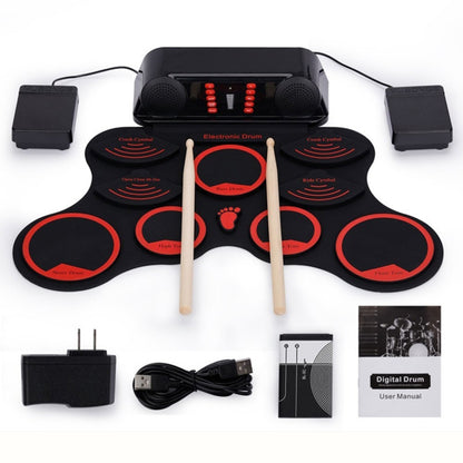 Portable Adult Beginner Children Hand Roll Electronic Drum, Electronic Drum(Black)