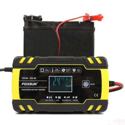FOXSUR 12V-24V Car Motorcycle Truck Repair Battery Charger AGM Charger, EU Plug, EU Plug, UK Plug, US Plug
