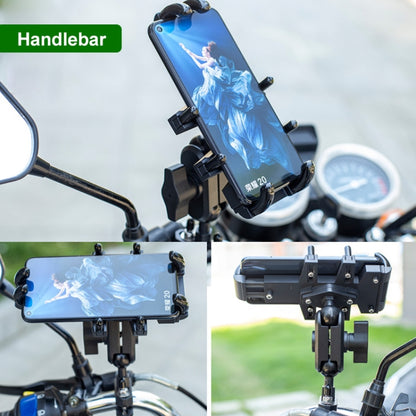 U-shaped Bolt Ball-Head Motorcycle Handlebar Multi-function Eight-jaw Aluminum Phone Navigation Holder Bracket, Width of Phone: 6.5-10.2cm  , U-shaped Bolt