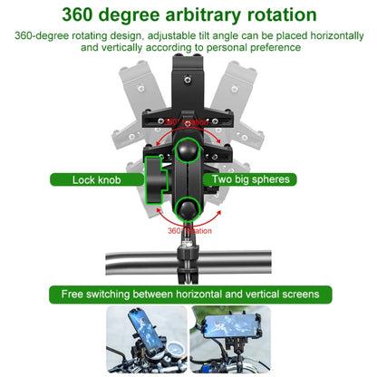 M10 Bolt Ball-Head Motorcycle Multi-function Eight-jaw Aluminum Phone Navigation Holder Bracket, M10 Bolt