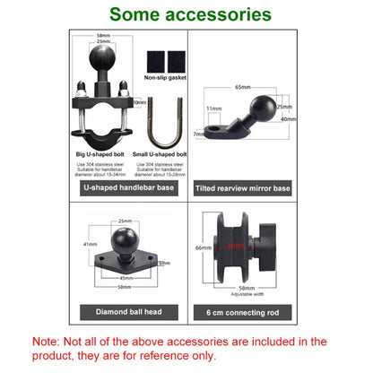 M10 Bolt Ball-Head Motorcycle Multi-function Eight-jaw Aluminum Phone Navigation Holder Bracket with Anti-theft Knobs, M10 Bolt+Anti-theft Knobs