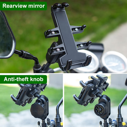 M8 Bolt Ball-Head Motorcycle Multi-function Eight-jaw Aluminum Phone Navigation Bracket with Anti-theft Knobs, M8 Bolt+Anti-theft Knobs