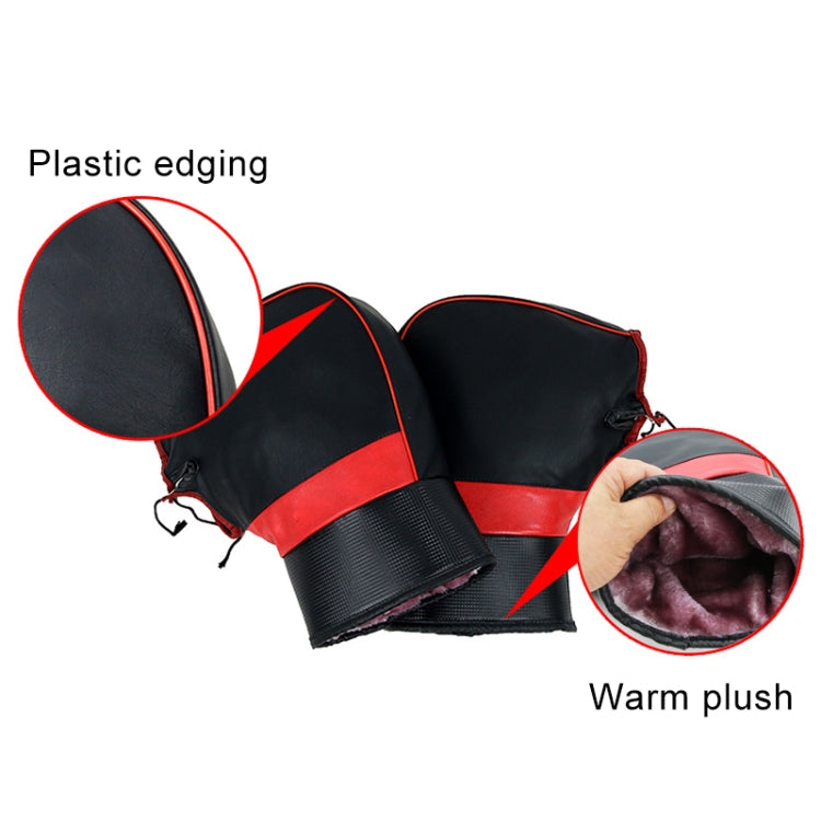1 Pair Motorcycle Water & Wind Resistant Winter Warm Ski Riding Gloves, PU Gloves