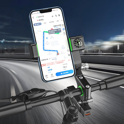 Motorcycle Spherical Compass Phone Holder, Handlebar with Light, Handlebar with Light (Black), Handlebar with Light (Green)