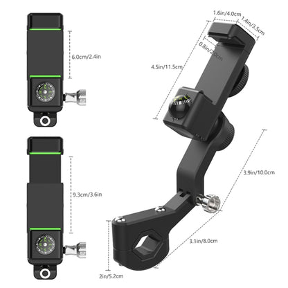 Motorcycle Spherical Compass Phone Holder, Rearview Mirror without Light, Rearview Mirror without Light (Black), Rearview Mirror without Light (Green)
