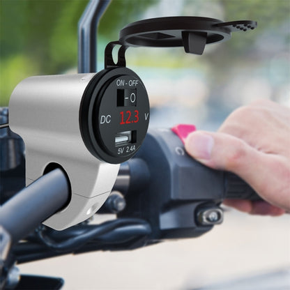 ZH-975A1 Motorcycle Aluminum Alloy Waterproof Mobile Phone Single USB Charger with Red Voltmeter, ZH-975A1