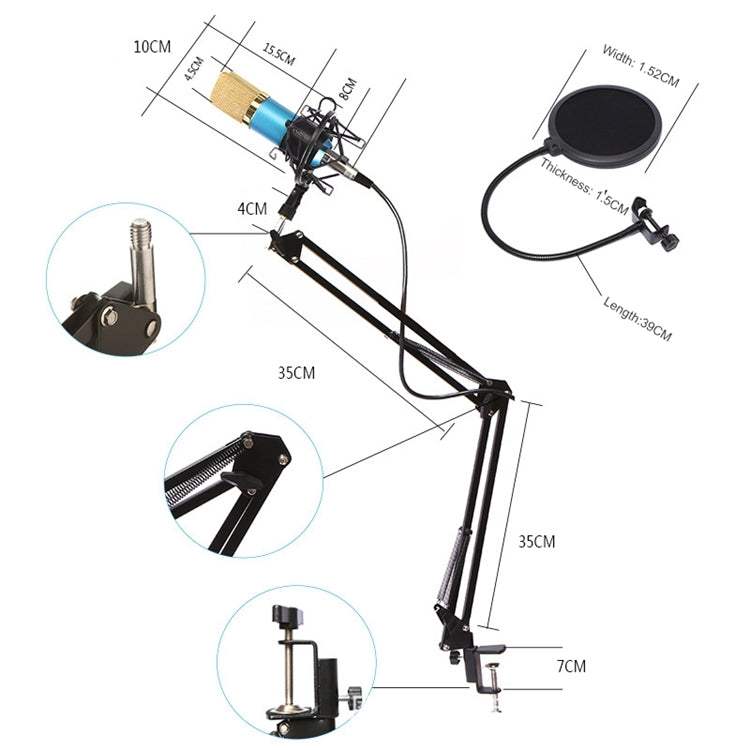 BM-800 Network K-Song Dedicated High-end Metal Shock Mount Microphone Set, BM800 Kit Pink, BM800 Kit Blue, BM800 Kit Black