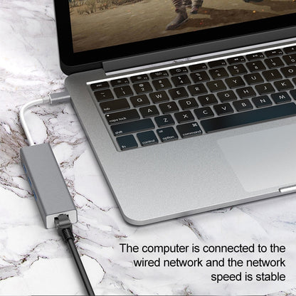 USB-C / Type-C to Fast Ethernet RJ45 & 3 x USB 3.0 Adapter Converter HUB, Fast Ethernet