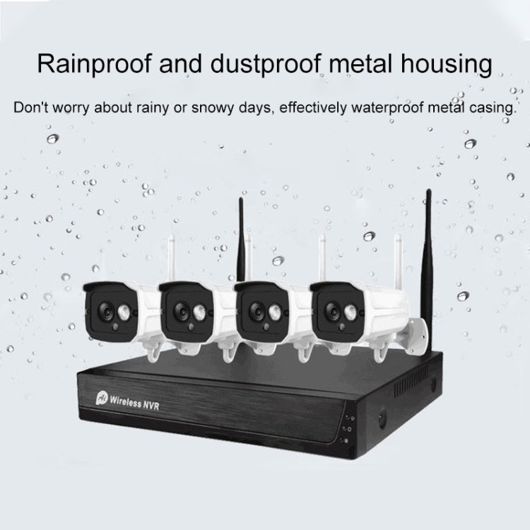 H105 720P 4-ways Wiring-free Wireless Camera NVR Kit, 720P 4-ways