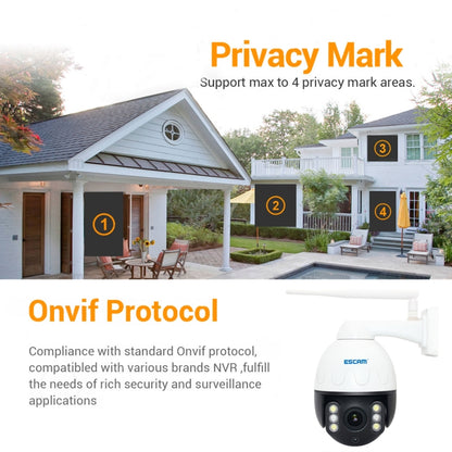 ESCAM Q5068 H.265 5MP Pan / Tilt / 4X Zoom WiFi Waterproof IP Camera, Support ONVIF Two Way Talk & Night Vision, AU Plug, UK Plug, US Plug, EU Plug, AU Plug