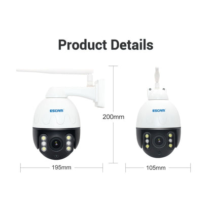 ESCAM Q5068 H.265 5MP Pan / Tilt / 4X Zoom WiFi Waterproof IP Camera, Support ONVIF Two Way Talk & Night Vision, AU Plug, UK Plug, US Plug, EU Plug, AU Plug