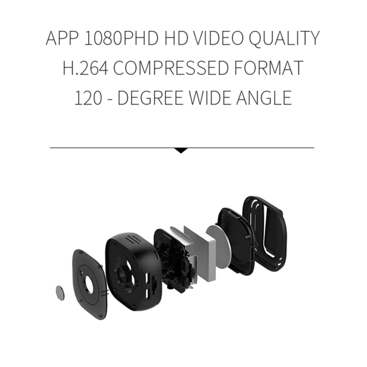 H9 Mini HD 1280 x 720P 120 Degree Wide Angle Wearable Smart Wireless WiFi Surveillance Camera, H9 Black