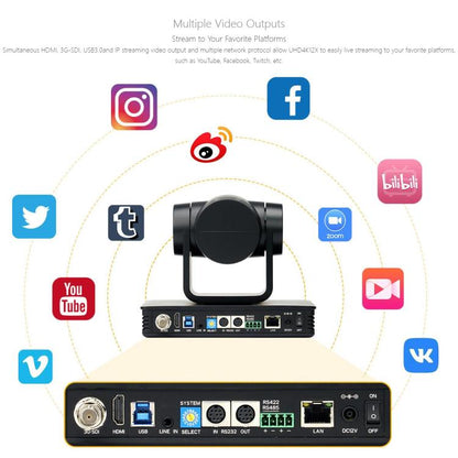 FEELWORLD UHD4K12X 4K PTZ Camera 12X Optical Zoom, Auto Focus SDI HDMI USB IP Remote Control, UHD4K12X