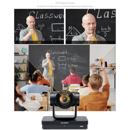FEELWORLD UHD4K12X 4K PTZ Camera 12X Optical Zoom, Auto Focus SDI HDMI USB IP Remote Control, UHD4K12X