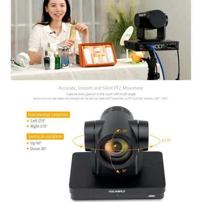FEELWORLD UHD4K12X 4K PTZ Camera 12X Optical Zoom, Auto Focus SDI HDMI USB IP Remote Control, UHD4K12X
