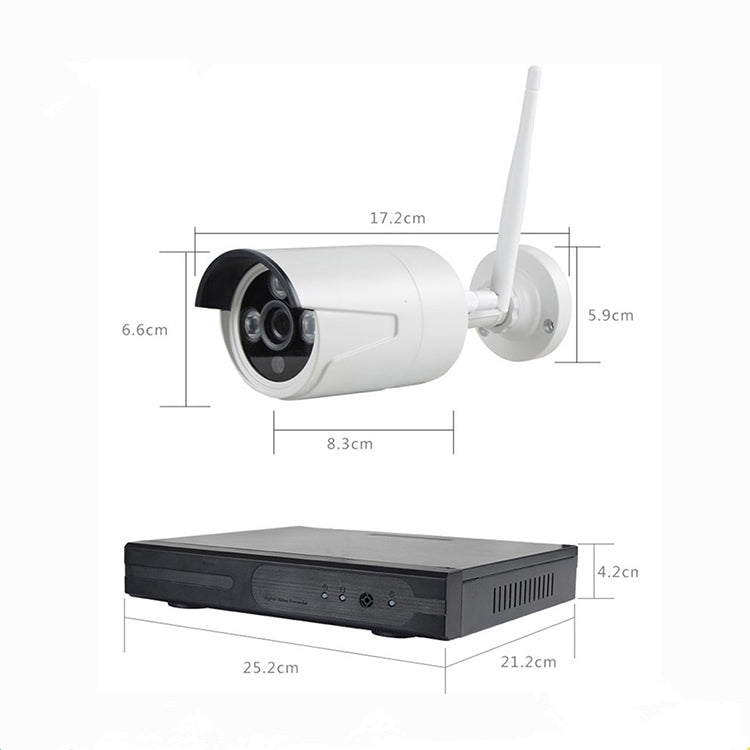 4CH HD 720P 1.0 Mega Pixel 2.4GHz WiFi IP Bullet Camera + NVR Kit, 4CH 720P