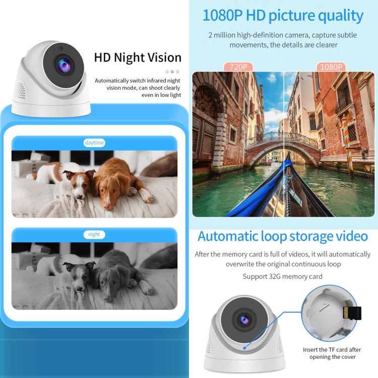 A5 Smart Conch WiFi Camera 1080P HD Night Vision IP Camera, A5 (US Plug), A5 (UK Plug), A5 (AU Plug), A5 (EU Plug)