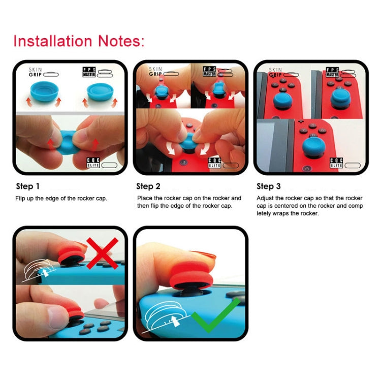 Left + Right Gamepad Rocker Cap Button Cover for NS Pro / PS4, For NS Pro / PS4(Green+Red), For NS Pro / PS4(Black)