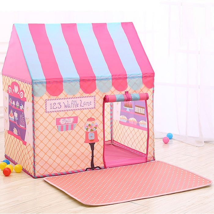 Household Children Printing Play Tent Small Game House with Mat, with Mat (Black White), with Mat (Pink), with Mat (Light Pink)