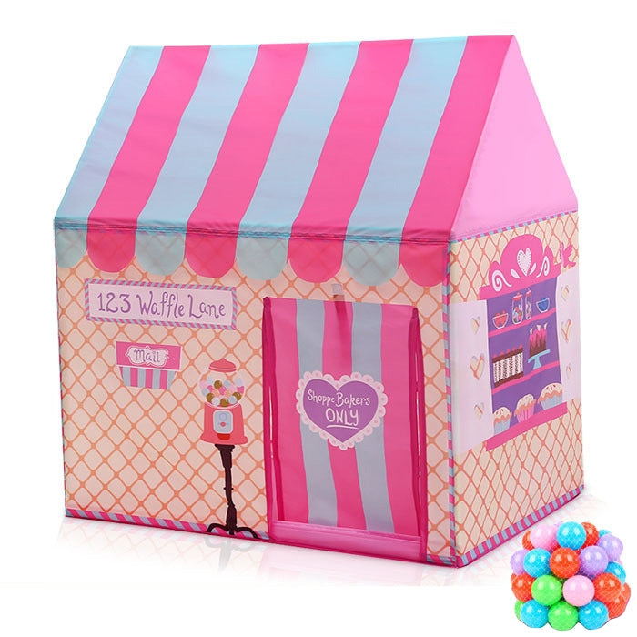 Household Children Printing Play Tent Small Game House, with 50 Ocean Balls, with 50 Ocean Balls (Green), with 50 Ocean Balls (Light Pink), with 50 Ocean Balls (Black White), with 50 Ocean Balls (Pink)