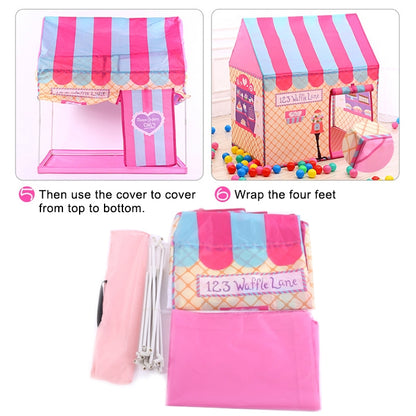 Household Children Printing Play Tent Small Game House with Passageway, with Passageway (Green)