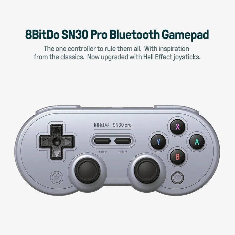 八位堂 SN30 Pro 蓝牙游戏手柄霍尔版 适用于Switch / Steam / PC / 安卓（灰色）, SN30 Pro(Grey)