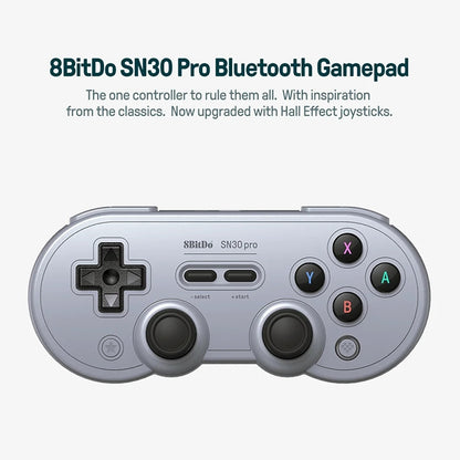 八位堂 SN30 Pro 蓝牙游戏手柄霍尔版 适用于Switch / Steam / PC / 安卓（灰色）, SN30 Pro(Grey)