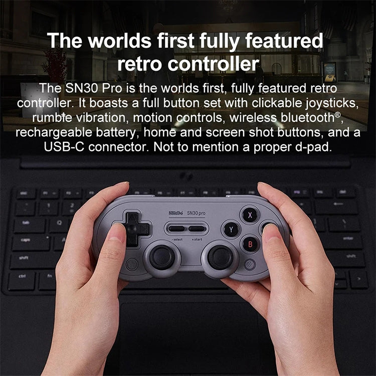 八位堂 SN30 Pro 蓝牙游戏手柄霍尔版 适用于Switch / Steam / PC / 安卓（灰色）, SN30 Pro(Grey)