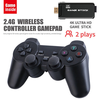PS3000 64GB 4K Retro Game Stick with 2 Wireless Gamepads 10000+ Games Pre-installed, 64GB