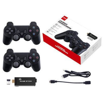 PS3000 32GB 4K Retro Game Stick with 2 Wireless Gamepads 3000+ Games Pre-installed, 32GB