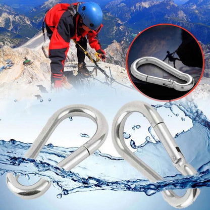 M10 Stainless Steel Carabiner Spring Hook Multi-tool Mountaineering Buckle Lock Camping Hook Rope, Inner Diameter: 9.74mm, M10