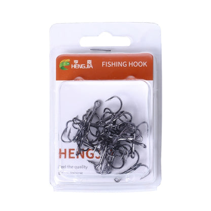 HENGJIA 20 PCS Classic Black High Carbon Steel Fishing Three-jaw Treble Hooks, 6# FH022