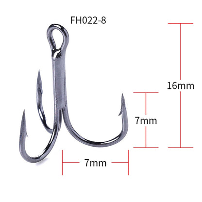 HENGJIA 20 PCS Classic Black High Carbon Steel Fishing Three-jaw Treble Hooks, 8# FH022