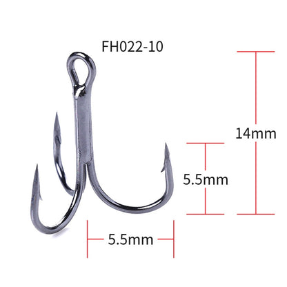 HENGJIA 20 PCS Classic Black High Carbon Steel Fishing Three-jaw Treble Hooks, 10# FH022