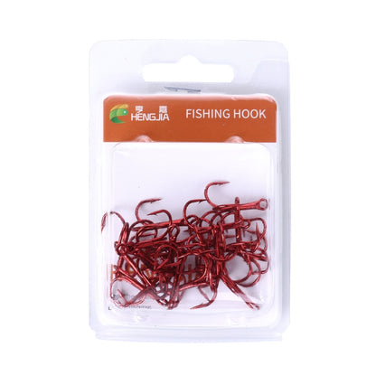 HENGJIA 20 PCS Classic Red High Carbon Steel Fishing Three-jaw Treble Hooks, 6# FH023