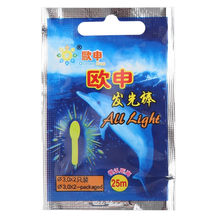 10 Packs OCEAN SUN Bulb Shape Luminous Float Night Fishing Light Stick, Visibility: 25m, Size: 3.0 x 25mm, Bulb Shape, Visibility: 25m