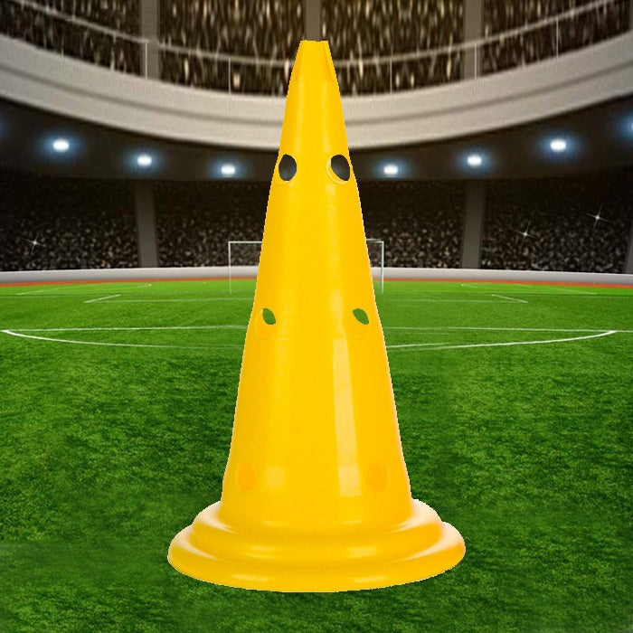 Multi-function Training Perforated Roadblock Round Bottom Sign Barrel, 50 x 30cm Yellow, 50 x 30cm Orange, 50 x 30cm Green, 50 x 30cm Blue, 50 x 30cm Red