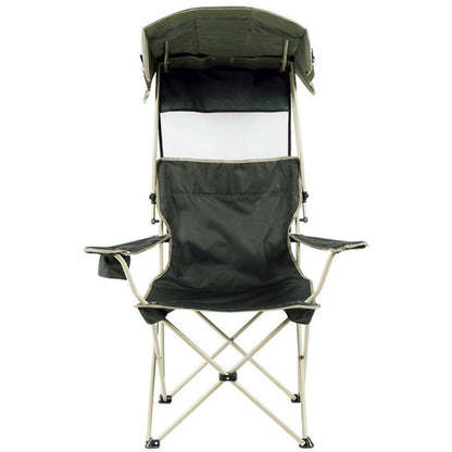 Outdoor Sun Protection Folding Chair Multifunctional Portable Fishing Beach Lounge Chair  With Sunshade Aluminum Folding Chair, Folding Chair(Dark Green)