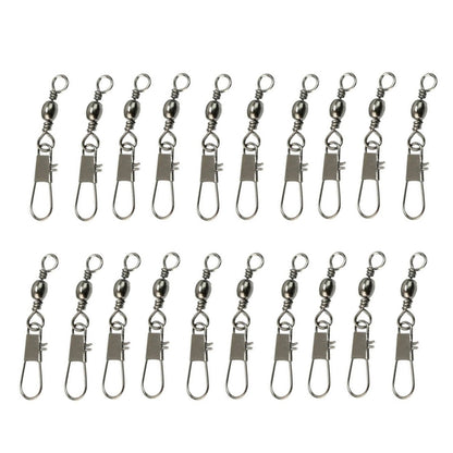 20pcs 8# 3.5cm Fishing Connectors Barrel Swivel with Safety Snap Ring, 20pcs 8# 3.5cm