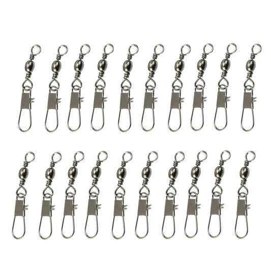 20pcs 8# 3.5cm Fishing Connectors Barrel Swivel with Safety Snap Ring, 20pcs 8# 3.5cm
