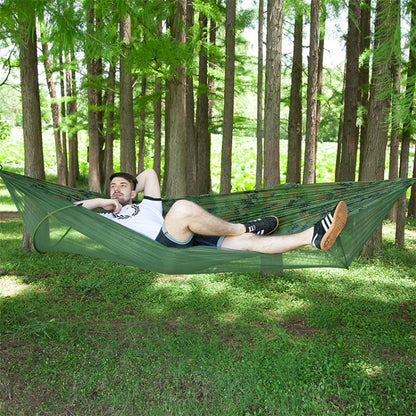 Portable Outdoor Camping Full-automatic Nylon Parachute Hammock with Mosquito Nets, Size : 290 x 140cm, 290x140cm Green, 290x140cm Blue, 290x140cm Orange, 290x140cm Camouflage, 290x140cm Army Green, 290x140cm Black, 290x140cm Dark Blue...