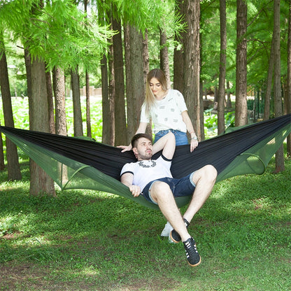 Portable Outdoor Camping Full-automatic Nylon Parachute Hammock with Mosquito Nets, Size : 290 x 140cm, 290x140cm Green, 290x140cm Blue, 290x140cm Orange, 290x140cm Camouflage, 290x140cm Army Green, 290x140cm Black, 290x140cm Dark Blue...