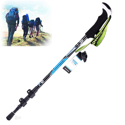 KODENOR Outdoor Mountaineering Portable Foldable Carbon Fibre Straight Handle Alpenstocks Trekking Poles, Length : 63-135CM, Length : 63-135CM (Black+green), Length : 63-135CM (Black Blue), Length : 63-135CM (Black Yellow)
